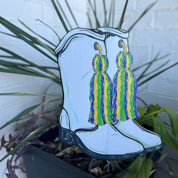 Lovely Reese – wholesale Gräspiggar – Mardi Gras stövlar blomkrukstav