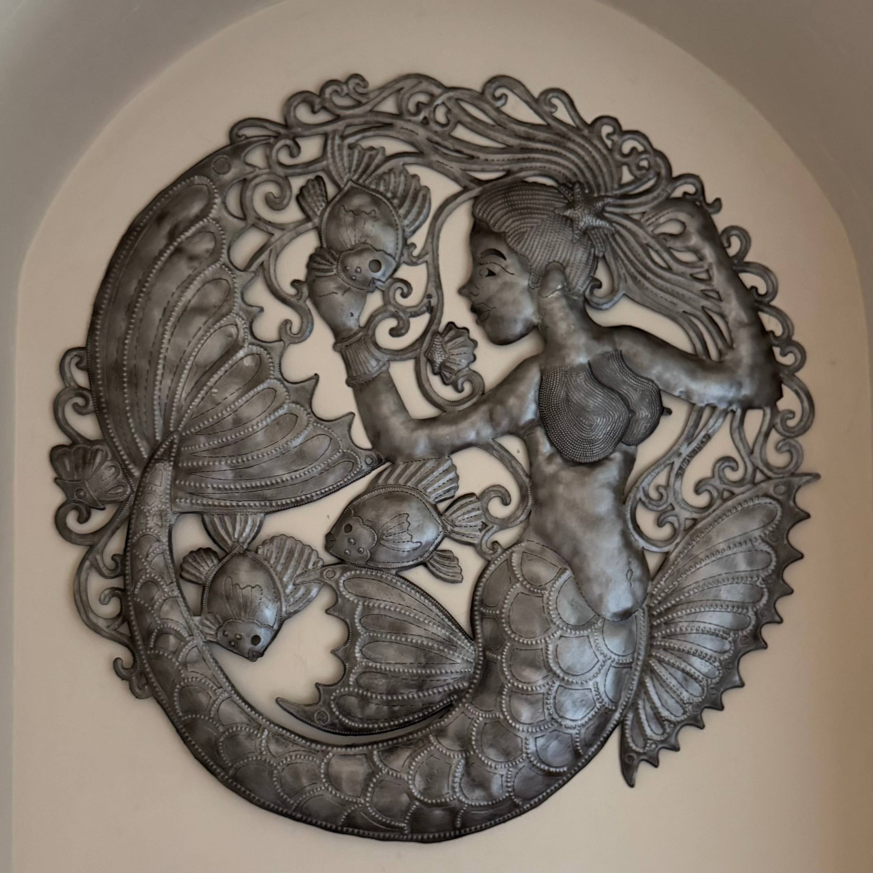 Haiti Fair Trade~ It's Cactus - Wholesale Wall Accent - Haitian Metal Mermaid & Fish Wall Art – 23" Fair Trade2