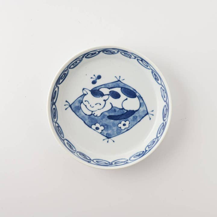 Yamani - Wholesale Dinner Plate - Japanese Cats 14.3cm Mini Plate - Napping1