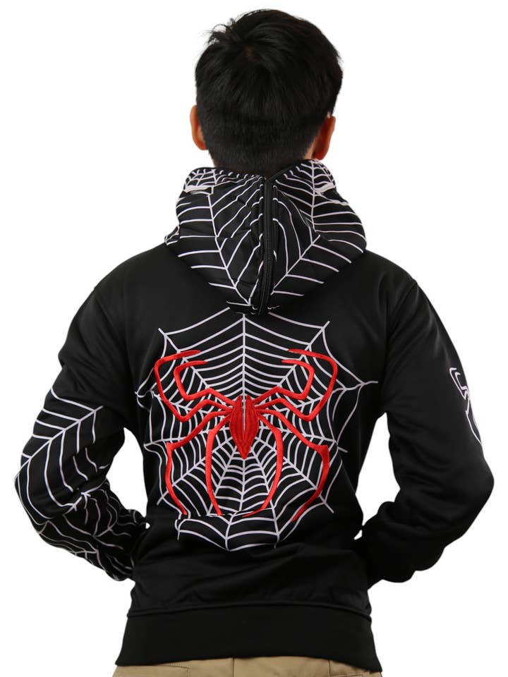 Lime Tree Clothing Inc. - Wholesale Hoodie – Child - Kids' Spider Hero Zip-Up Hoodie - Fun Design with Mask Hood10