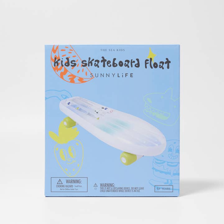 Sunnylife - Wholesale Inflatables - Kids Skateboard Float The Sea Kids Blue-Lime