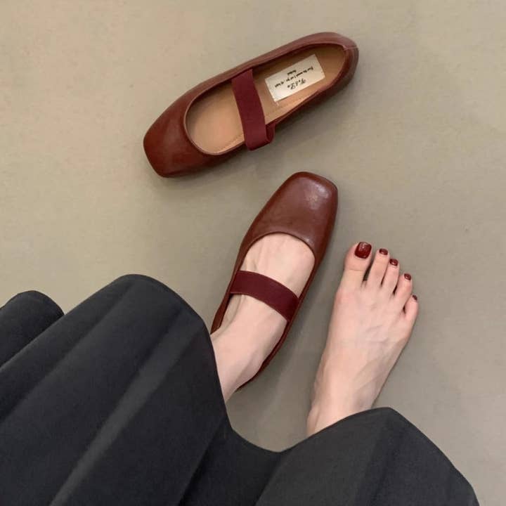 ACCITY - Wholesale Flats - Women's - Retro Square Toe Ballet Flats for Women_CWSHF0106