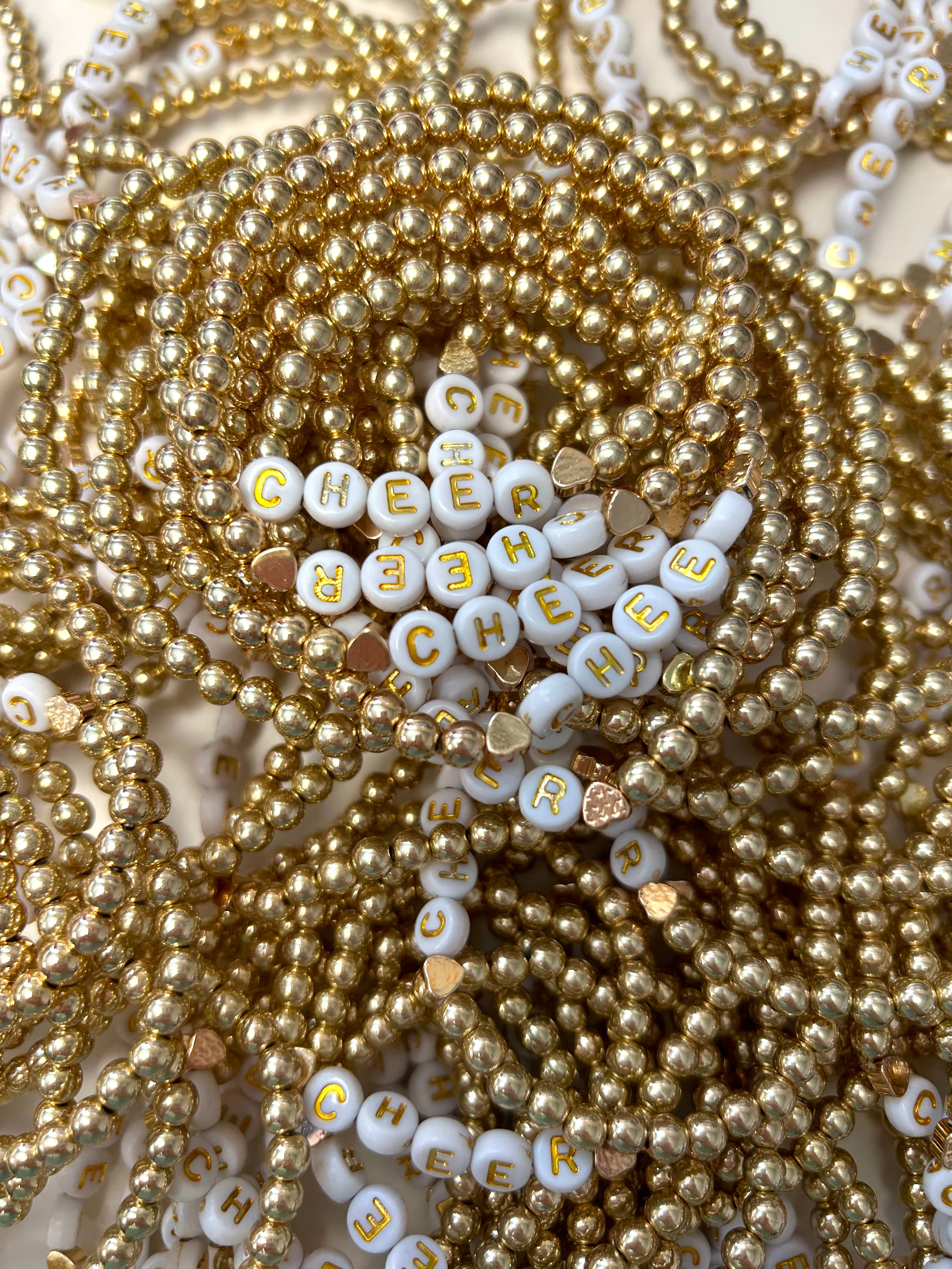 Kate Tuesday Jewelry - Wholesale Beaded Bracelet - 📣 Gold CHEER Bracelets1