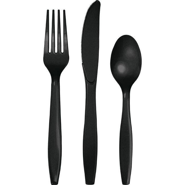 Bulk Black Velvet Assorted Plastic Cutlery (12 Pkgs per Case) for wholesale by Bulk Party Decor