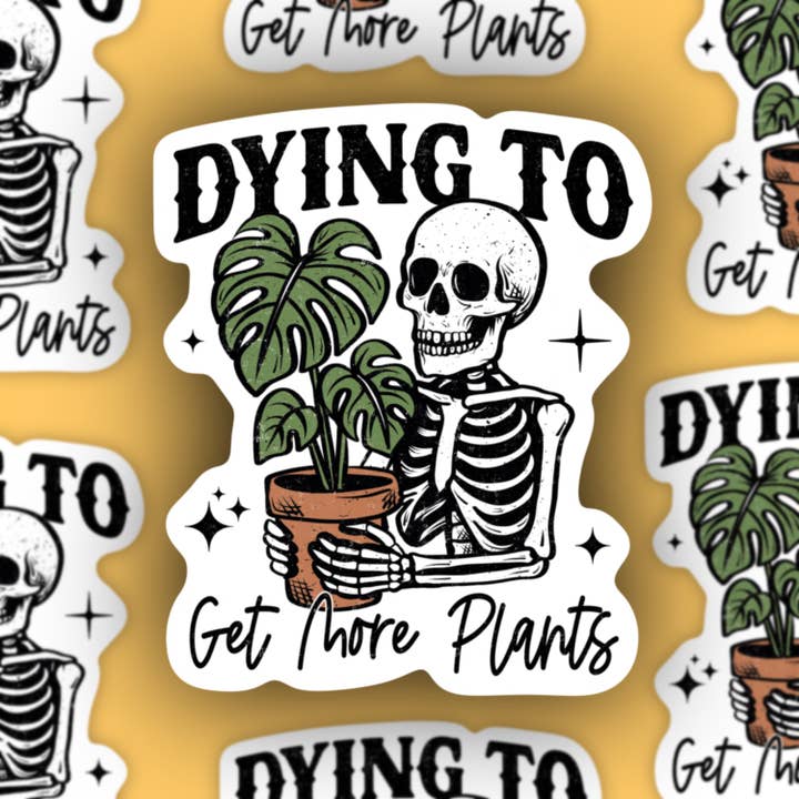 Sage and Virgo - Wholesale Sticker - Dying to buy more plants, Skeleton Monstera Sticker1