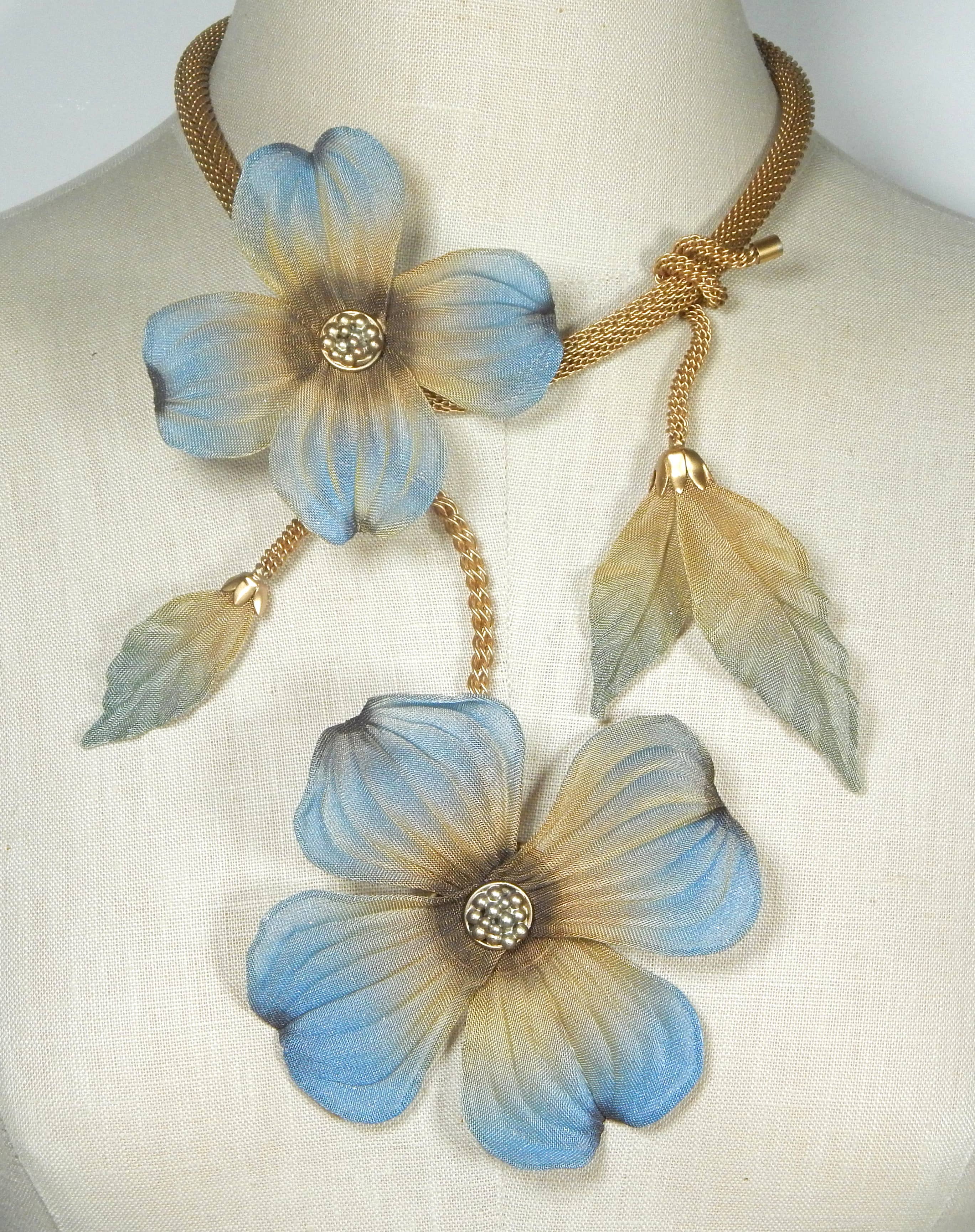 Sarah Cavender Metalworks - Wholesale Pendant/Charm Necklace - 24" Sculpted Double Dogwood Bloom Necklace9