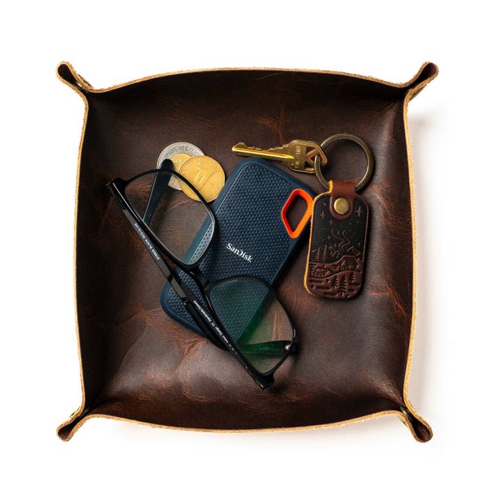 Popov Leather - Wholesale Decorative Tray - Leather Valet Tray - Heritage Brown