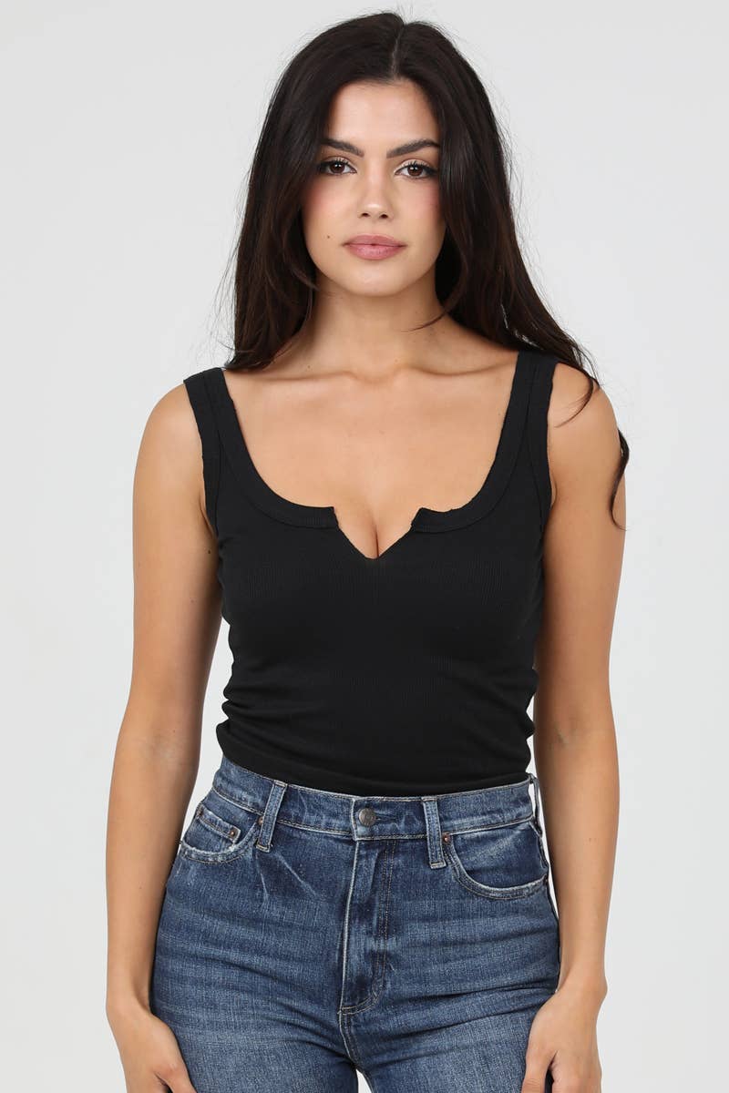 ANGIE - Wholesale Tank Top - Women's - X2DF9-ASIS NOTCH NECK RIB KNIT TANK TOP5