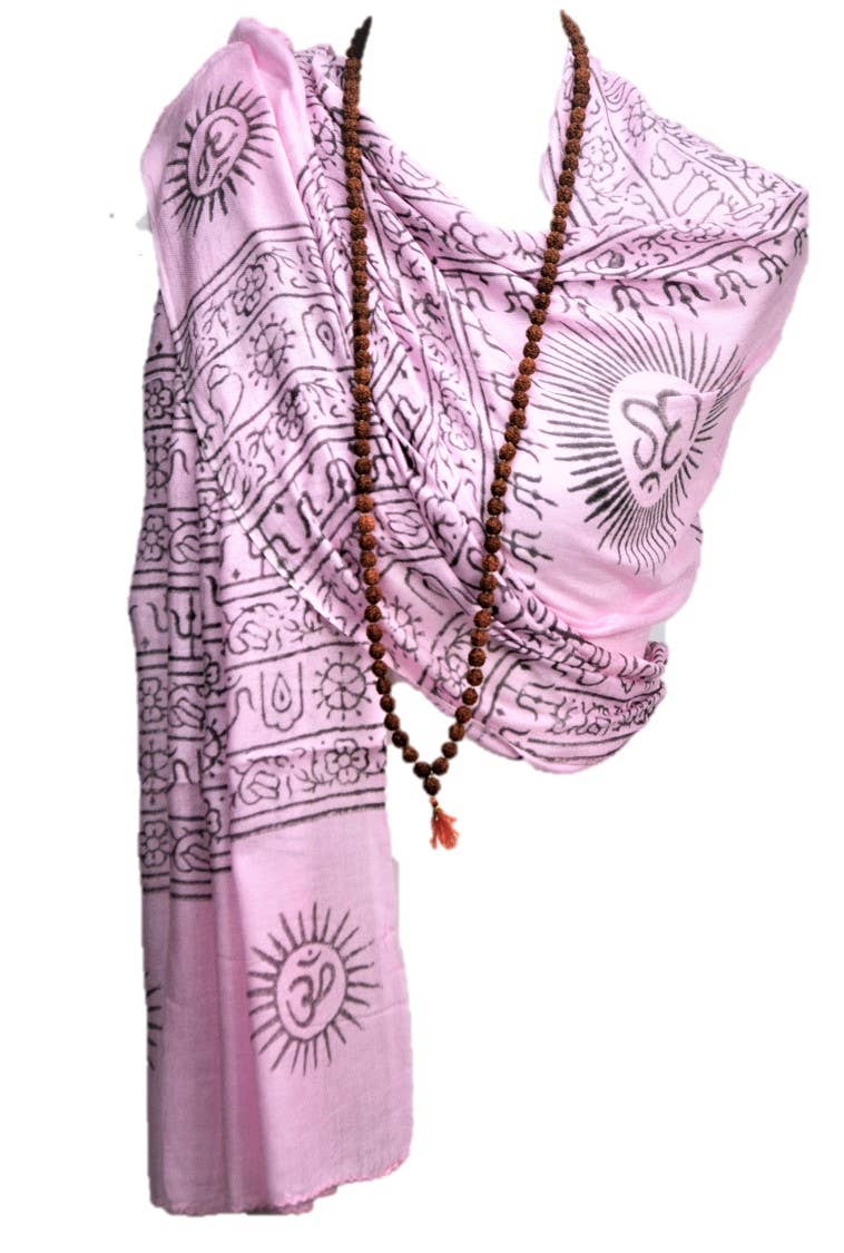 OMSutra – Cachecol - Mulher por atacado – OM Hand Block Bhakti Yoga Oração Sânscrito Hindu Mantra Shawl5