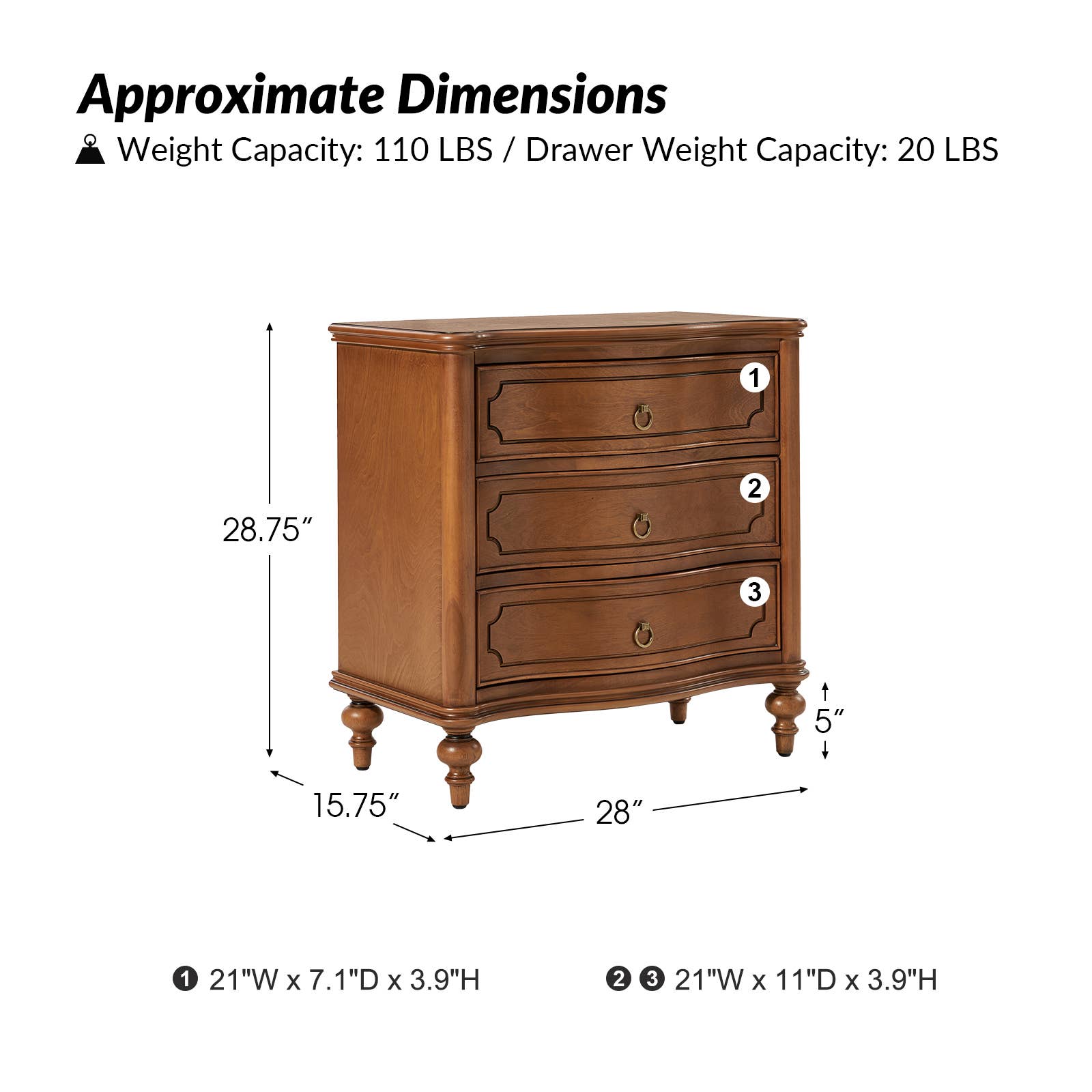 Karat Home - Wholesale Bedroom Furniture - Alois 3-Drawer Nightstand6