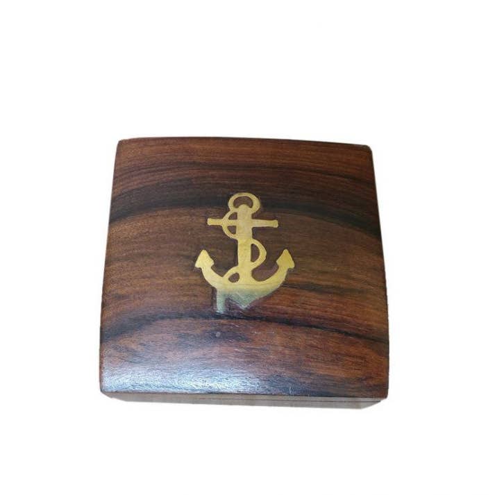 Hampton Nautical - Wholesale Navigational Compass - Brass Desk Compass w/ Rosewood Box 3"1