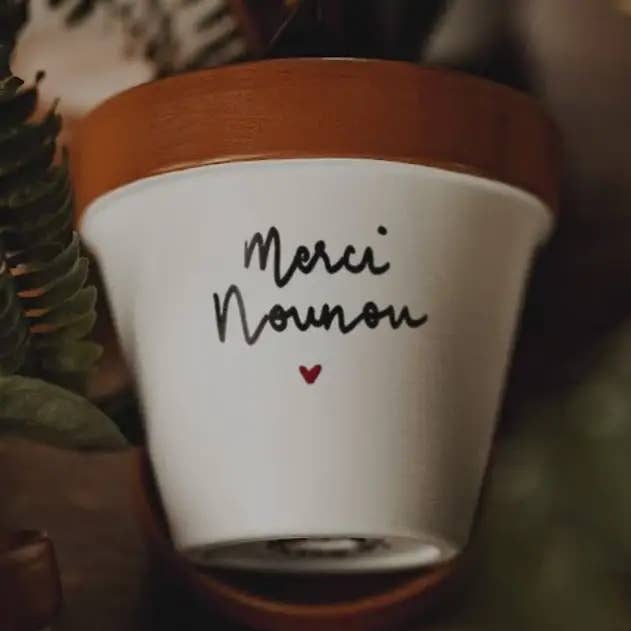 Pot de fleur, cache-pot "Merci Nounou ♥" pour la vente par Joli Pot