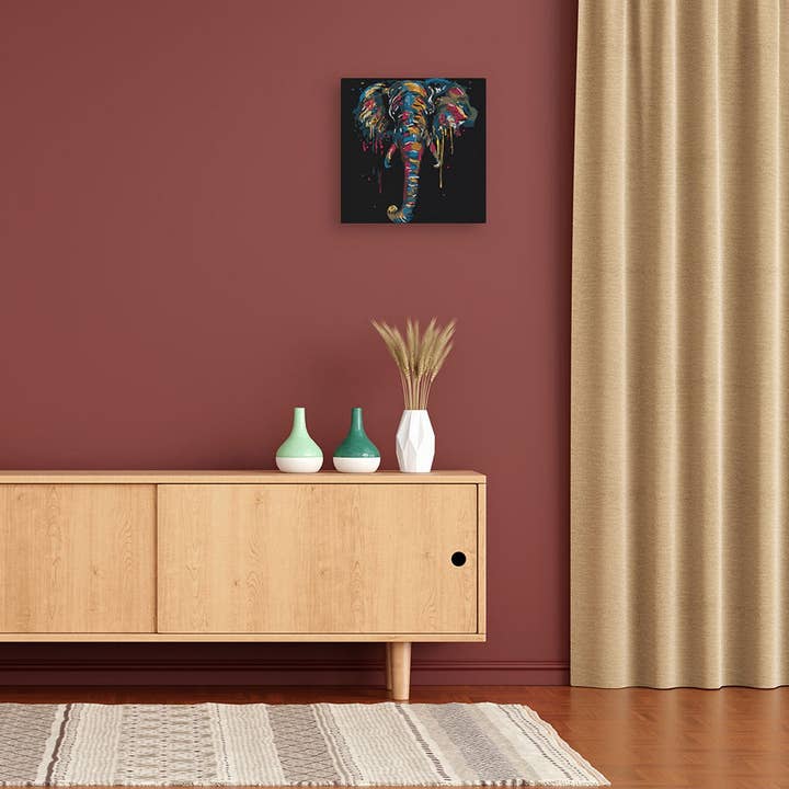 Figured'Art - Venta al por mayor Kit de manualidades - Minipintura con números de 20 x 20 cm con marco de elefante