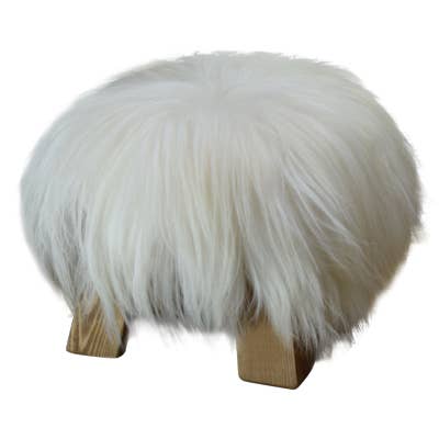 Sgabello per bambini o da meditazione in legno e pelle di melleze per la vendita all'ingrosso da parte di L'Atelier Des Tanneries