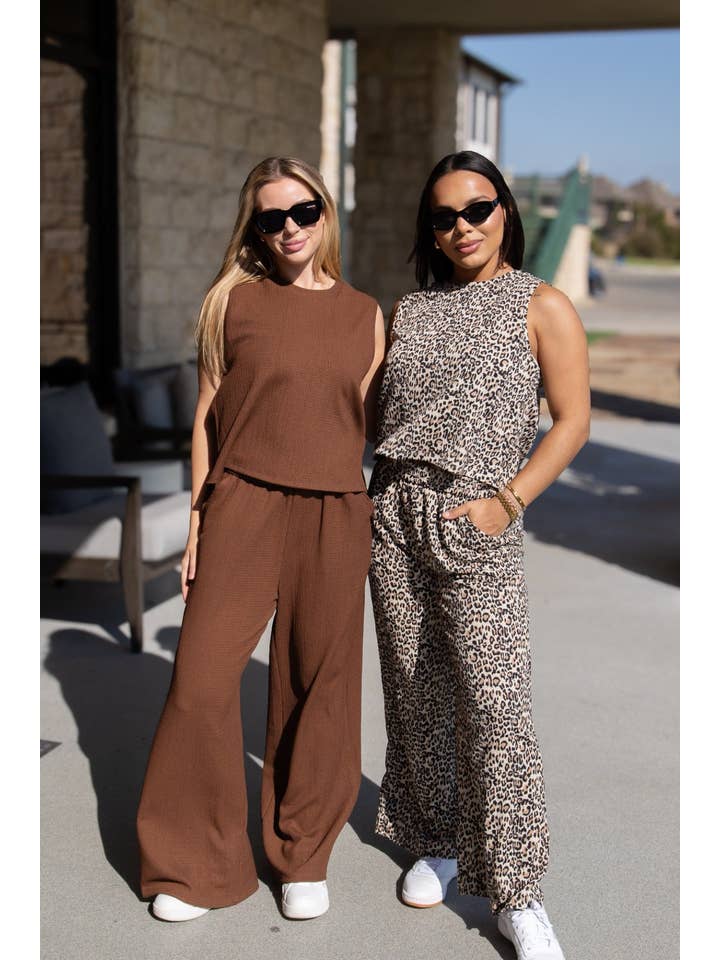 Textured Knit Lounge Pants, Leopard for wholesale on Faire5