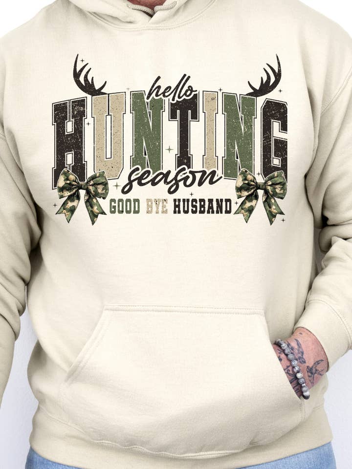 Olá Caça Adeus Marido Hoodie Gráfico Adulto por atacado de Uncommon Label