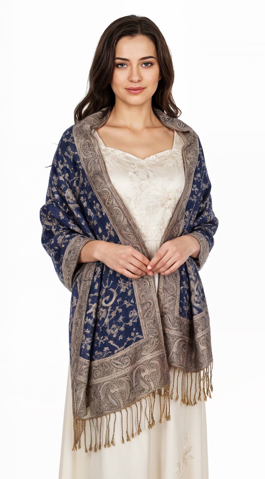 SERENITA - Wholesale Scarf - Women's - Jacquard Line Paisley Pashmina Scarf Reversible Shawl Wrap22