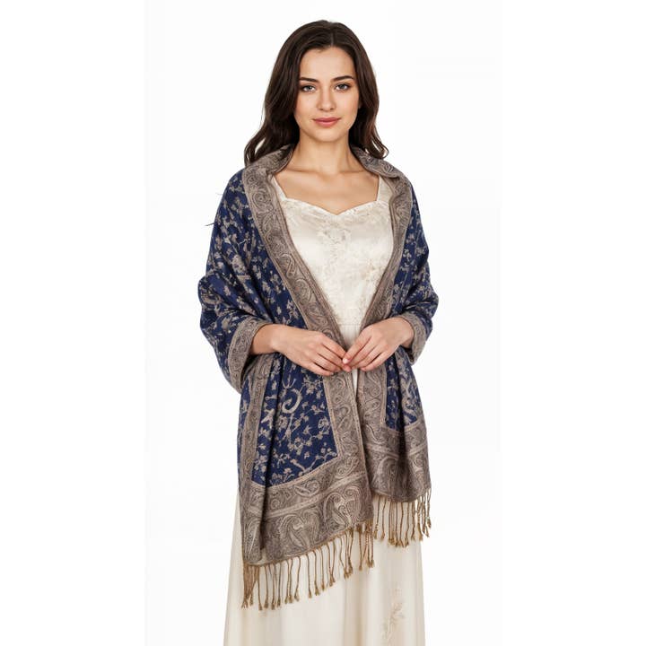 SERENITA - Wholesale Scarf - Women's - Jacquard Line Paisley Pashmina Scarf Reversible Shawl Wrap22