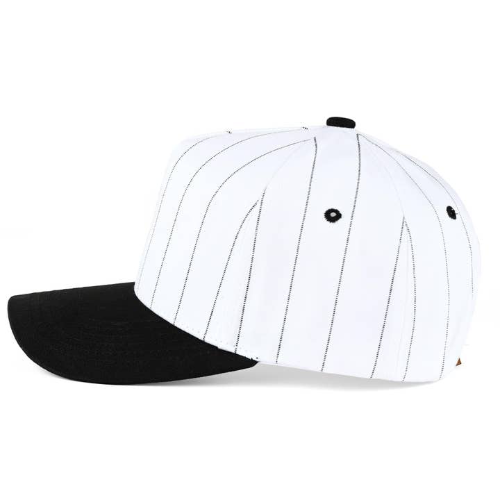 Funky Junque - Wholesale Baseball Cap - Unisex - Two Tone Vintage Snapback Hat - Pinstripe - Black/White2