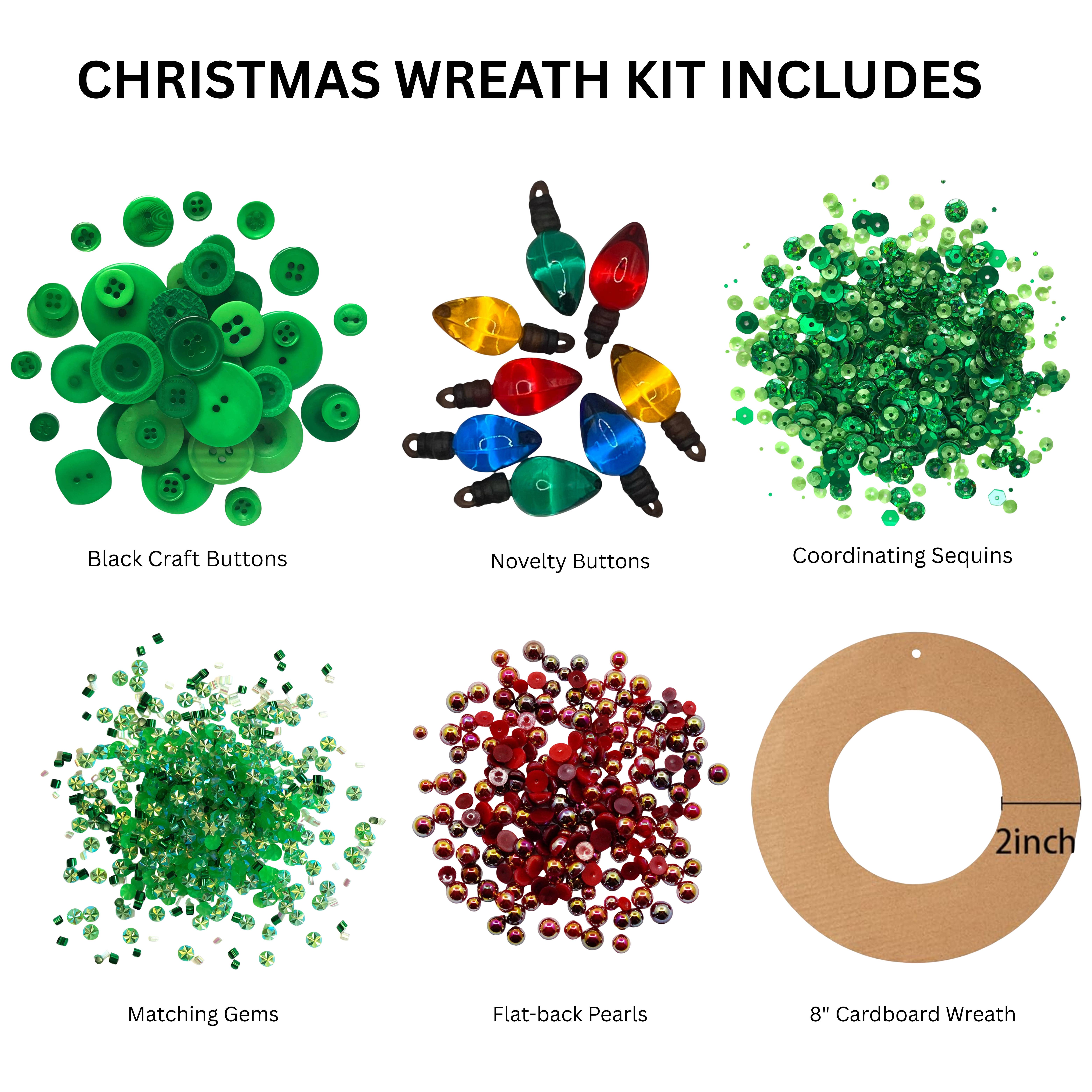 Buttons Galore & More - Wholesale DIY Craft Kit - Christmas Wreath DIY Craft Kit2