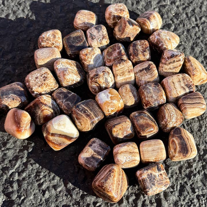 1 KG 30-32 PIECES CHOCOLATE CALCITE THUMBLE STONES for wholesale by Metaphysical & Healing Crystals