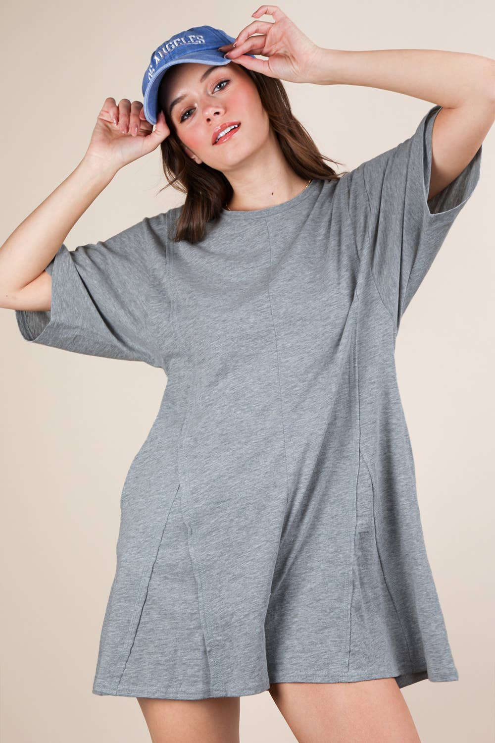 VERY J - Wholesale Romper - Women's - NP70727-Mineral Washed Oversized Knit Comfy Romper36