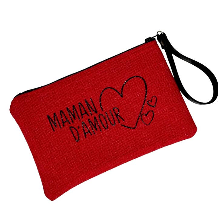 Pouch M, “Maman d'Amour” Anjou Rouge for wholesale by Emmanuel Création