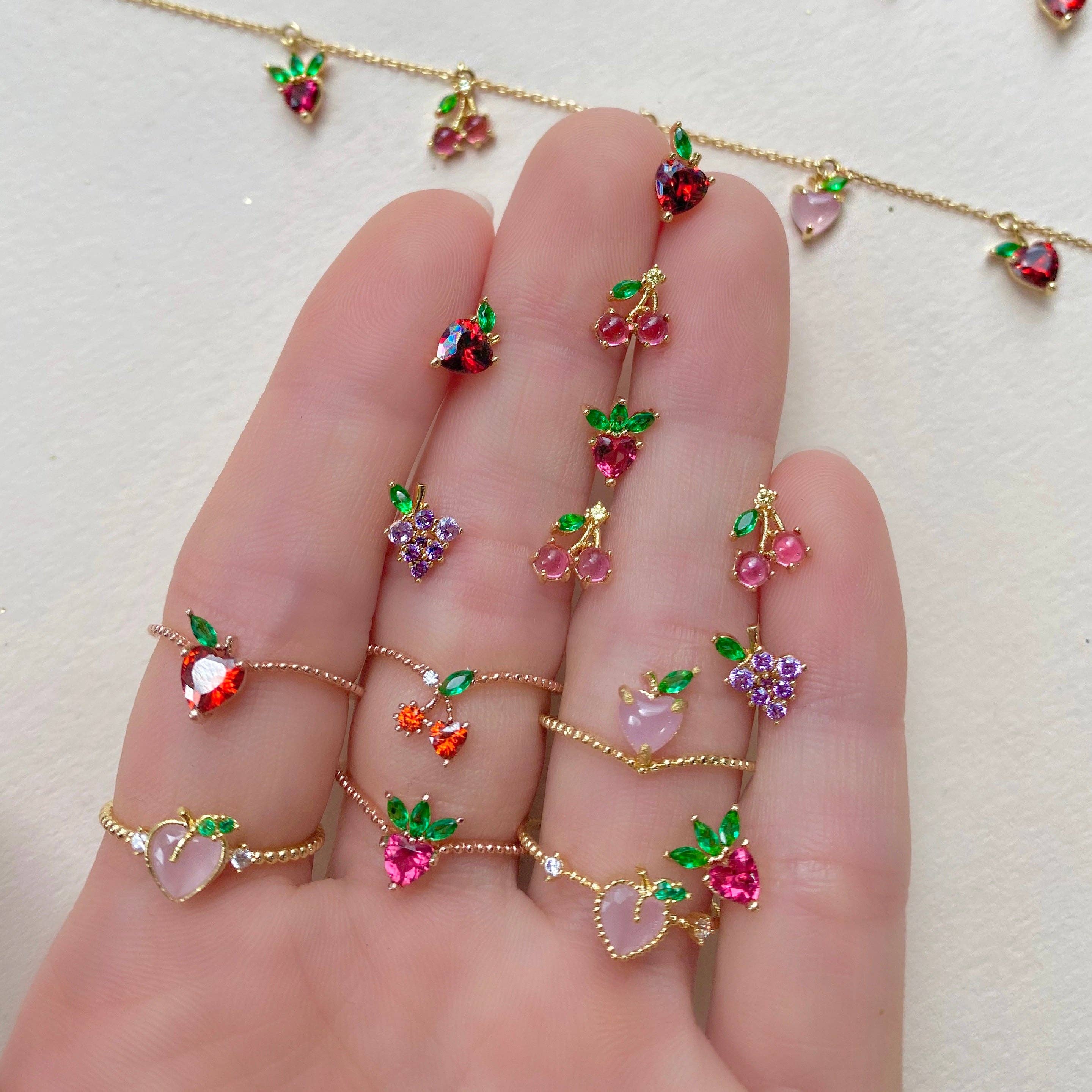 Girls Crew - Venta al por mayor Pendientes de botón/aretes de poste - Tacos de cereza3