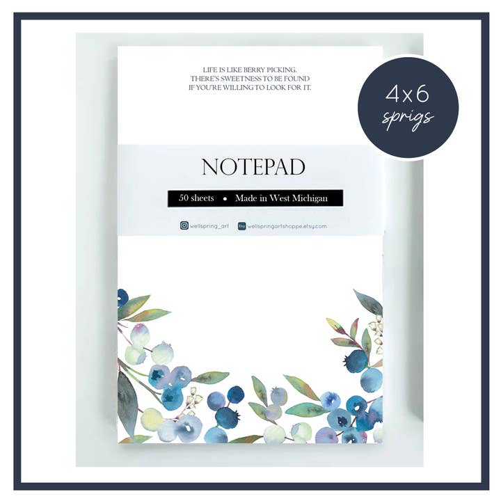 Wellspring Art + Design - Wholesale Notepad - Blueberry Tear-Off Notepad - To-Do List Desk Pad, Stationary2