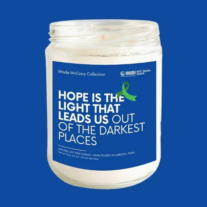 La speranza è la luce che ci guida NAMI Soy Candle per la vendita all'ingrosso da parte di Wade McCrory Collection