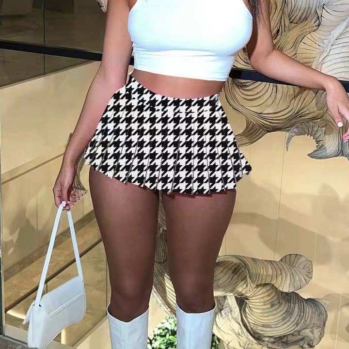MB Fashion Wholesale - Wholesale Skirt - Women's - MB FASHION HIGH WAISTED PLAID MINI SKIRT 1347LY