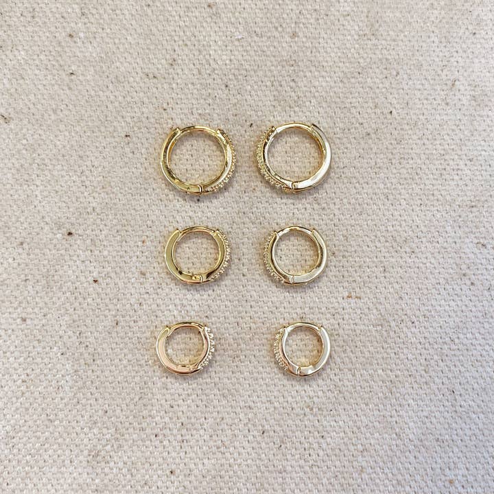 GoldFi - Wholesale Huggie Earrings - 18k Gold Filled Clear CZ Hoop Trio