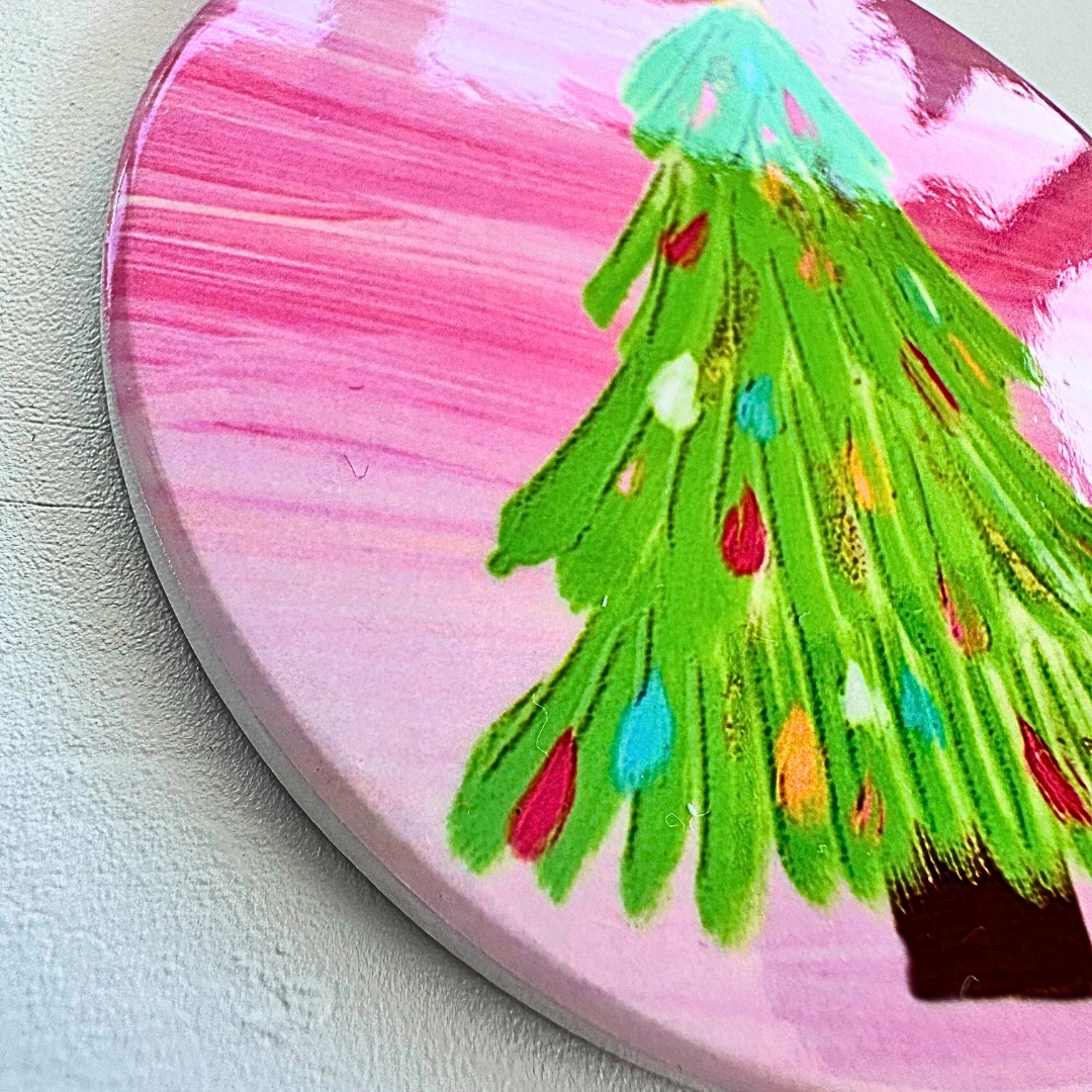 So Thoughtful Gifts – Großhandel Verzierung – Weihnachtsschmuck - Rosa Weihnachtsbaum | Keramikornament2