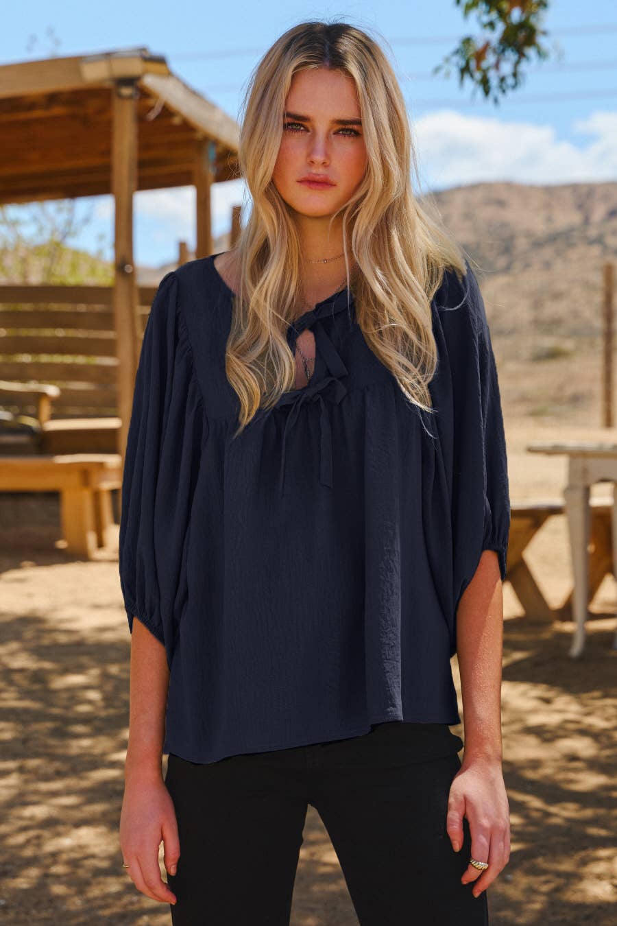 Oddi - Wholesale Blouse - Women's - Solid Airflow Batwing 3/4 Sleeve Top10