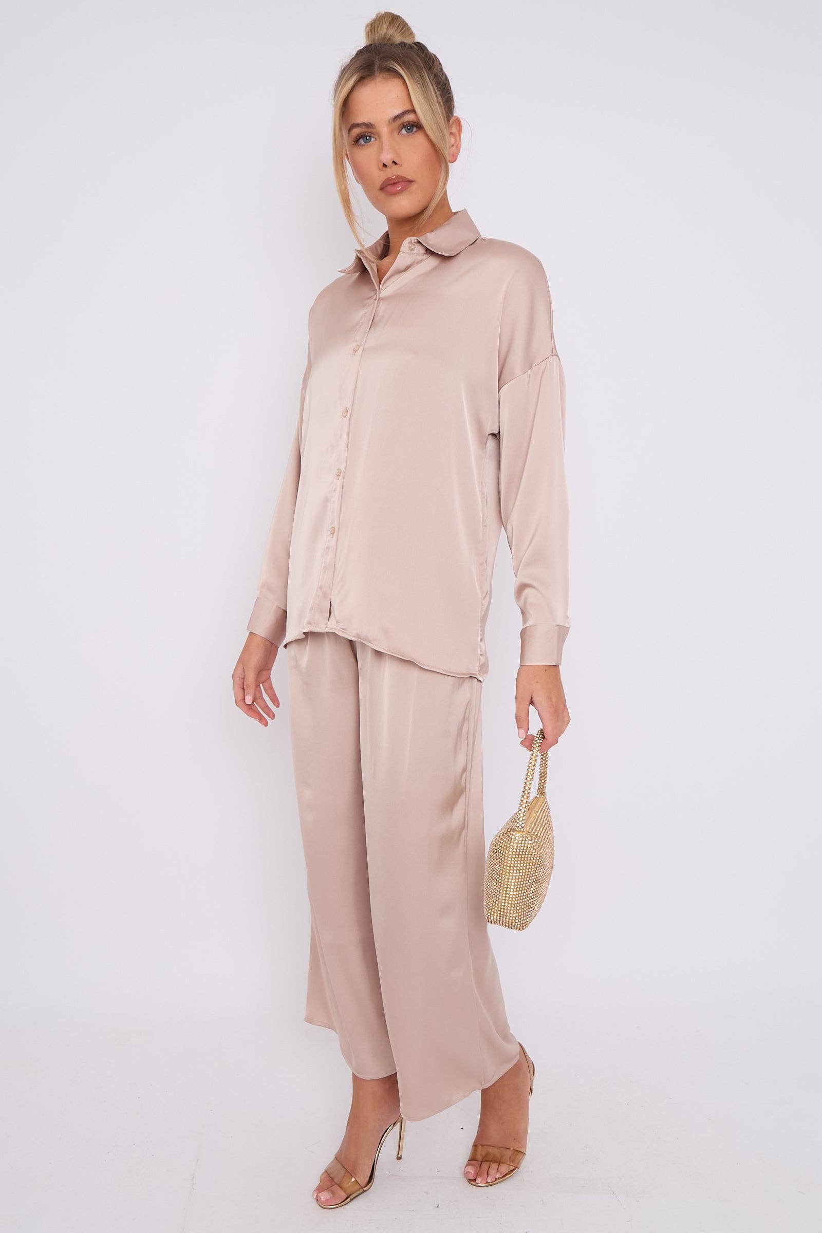 Champagne Brushed Satin Shirt for wholesale on Faire2