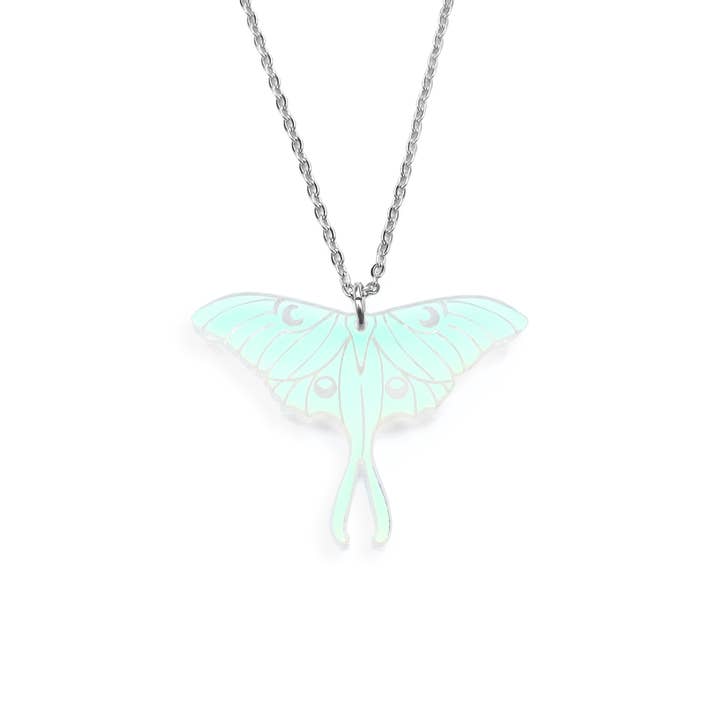 Small Luna Moth Acrylic Necklace for wholesale by Lynsey Luu