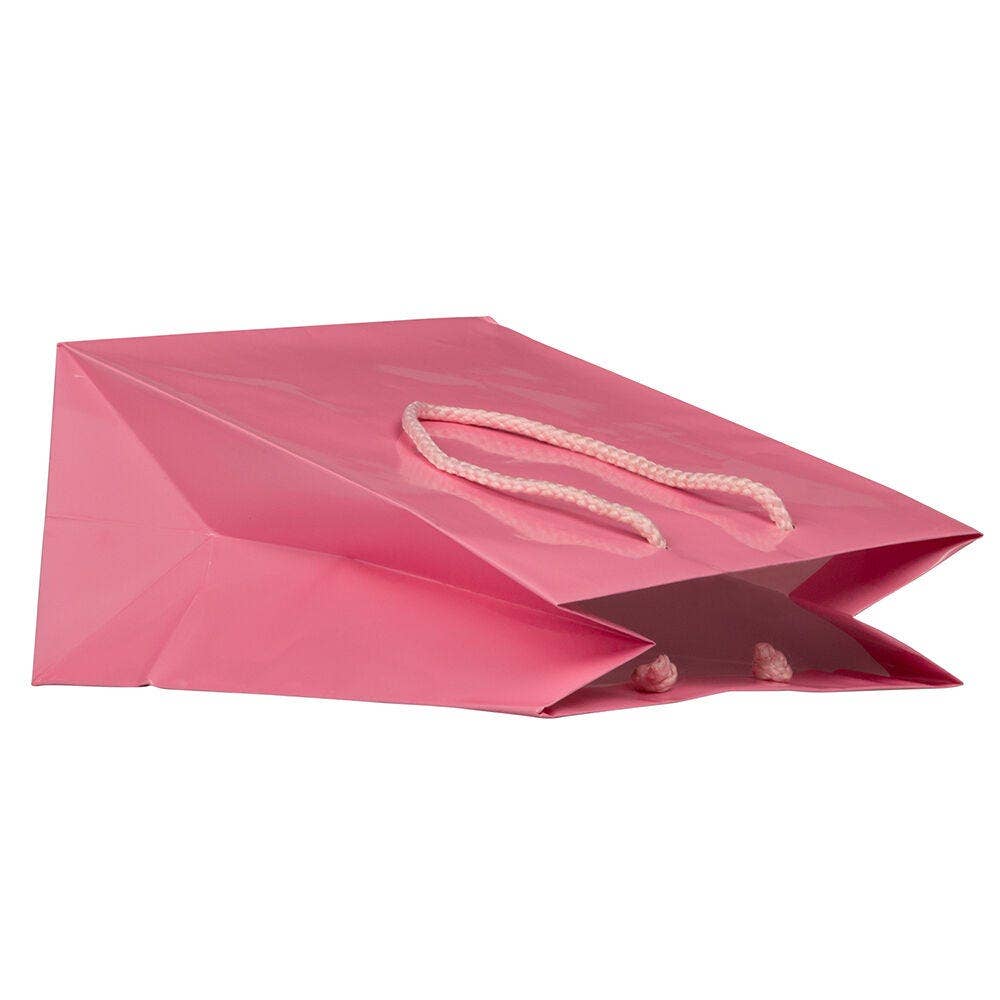 JAM PAPER - Wholesale Gift Bag - Glossy Gift Bags w/ Rope Handles, Medium, 8x4x10, Pink, 1PK3