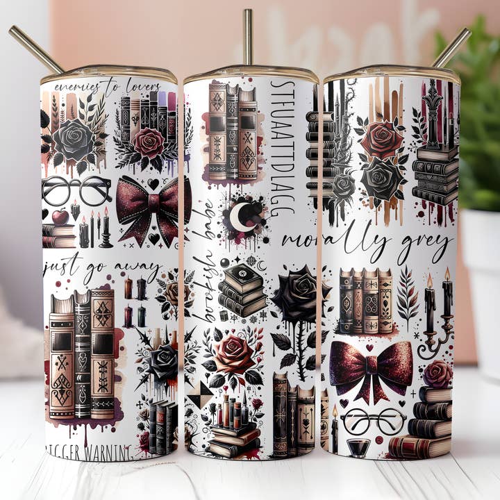 Bookish Babe Morally Grey 20oz Skinny Tumbler for wholesale by Dogwood Graphics & Design
