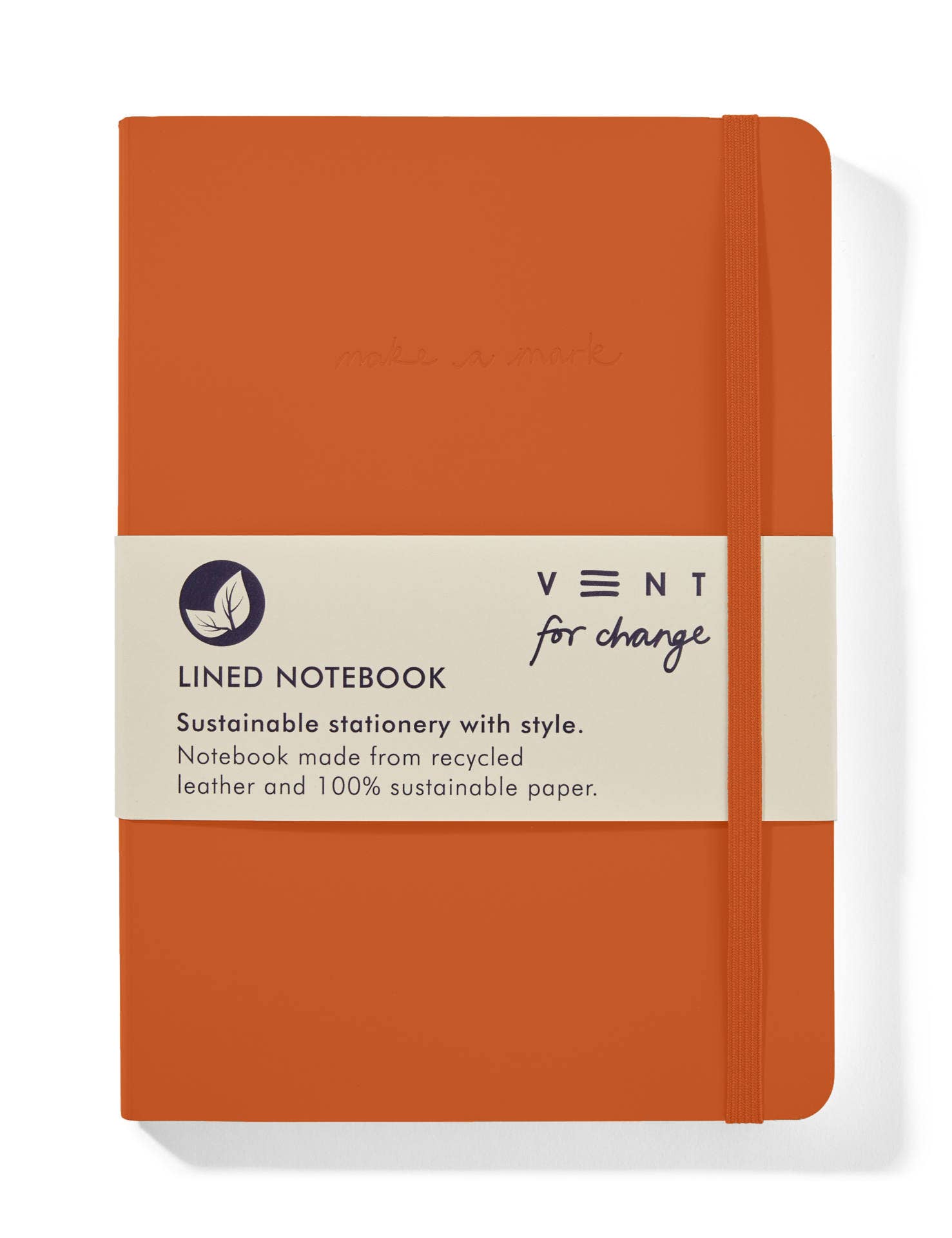 VENT for Change - Wholesale Notebook - Notebook A5 Recycled Leather Lined  Paper - Orange1