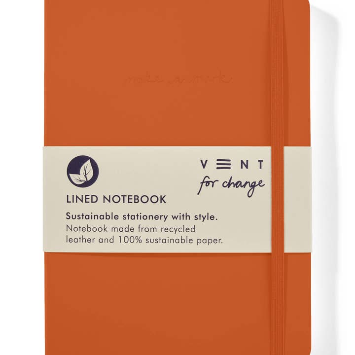 VENT for Change - Wholesale Notebook - Notebook A5 Recycled Leather Lined Paper - Orange1