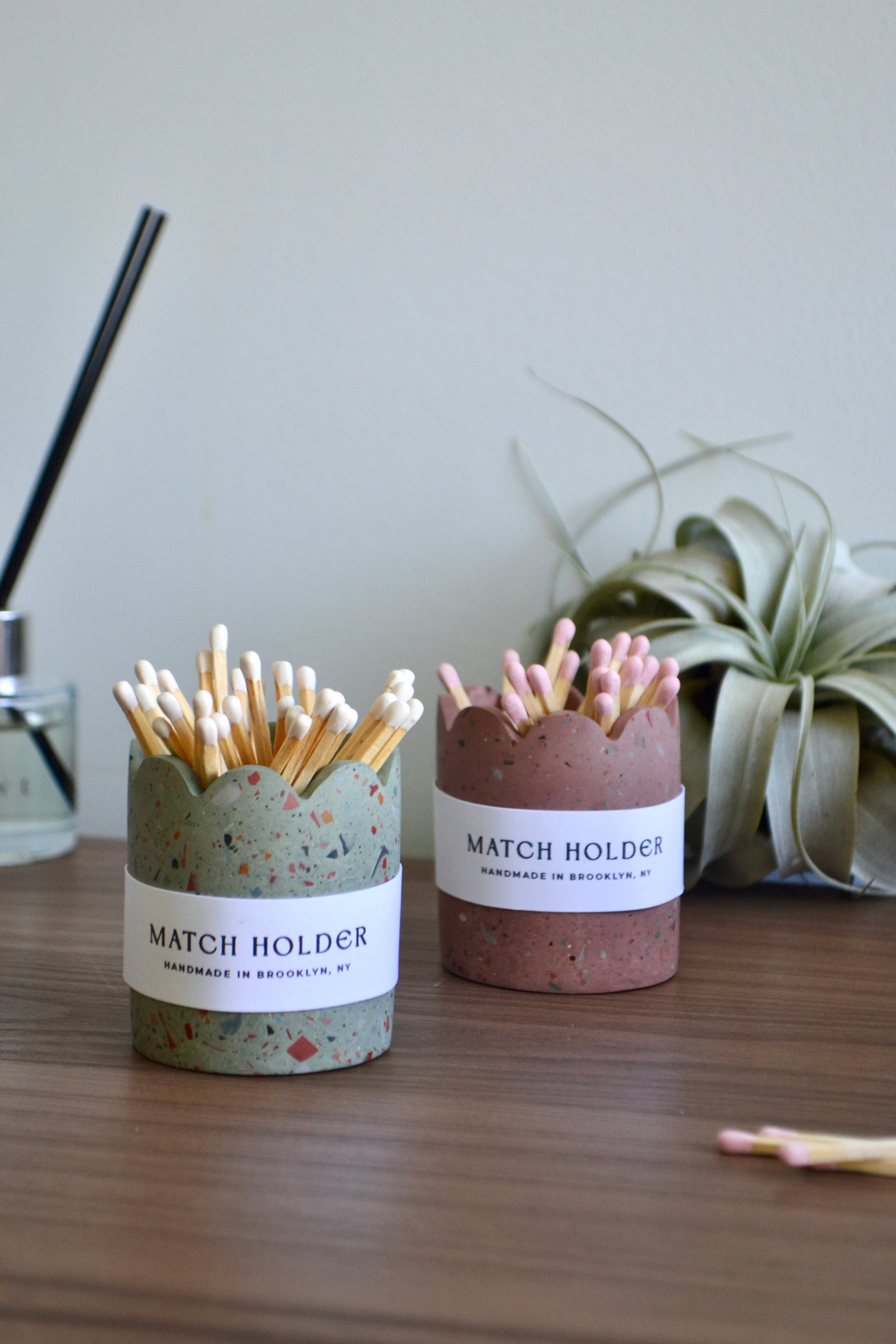 LindaMakess – wholesale Tändstickshållare – Nollavfall Terrazzo Skålad Tändsticksbehållare med Tändstål5