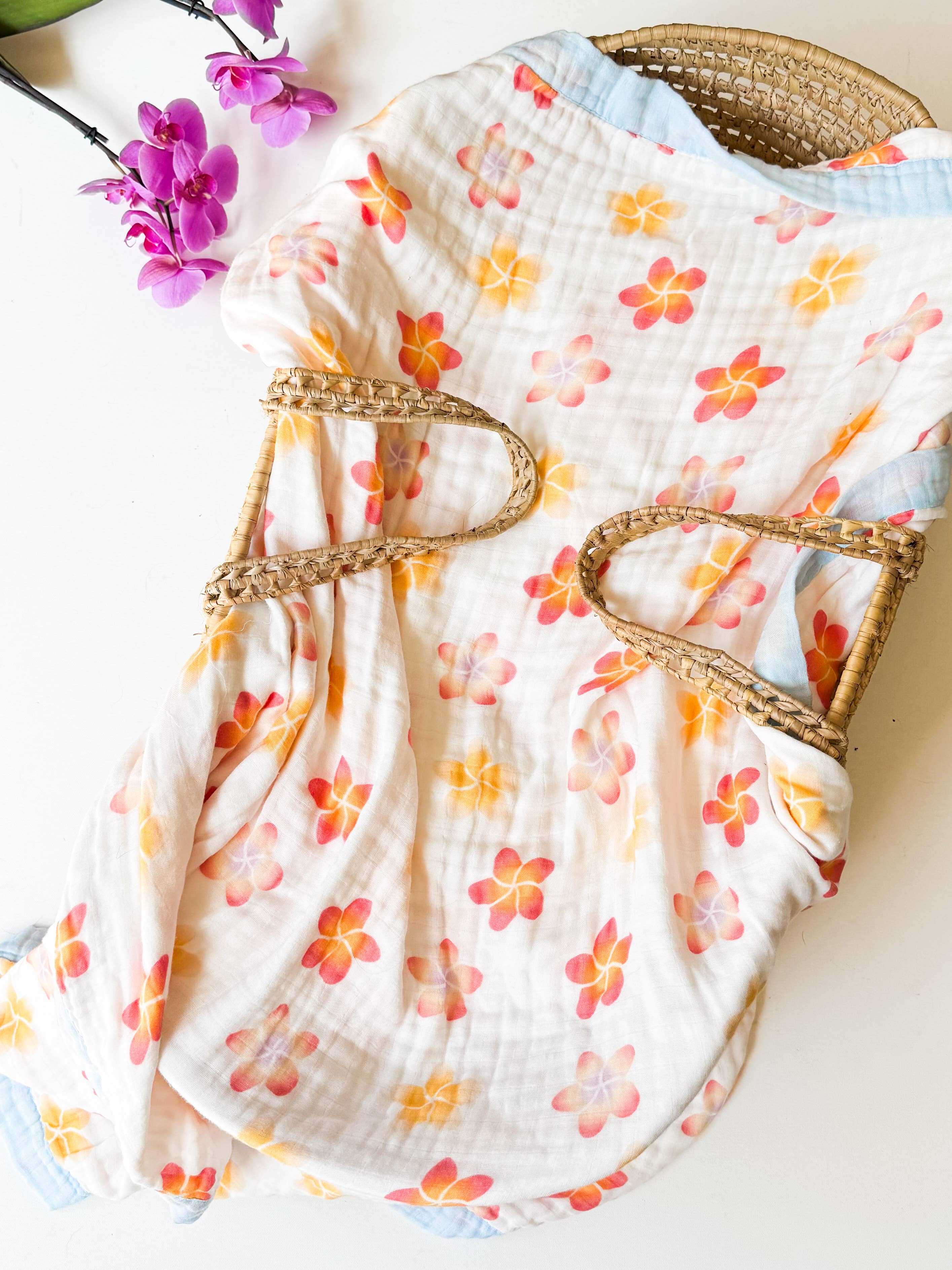 Coca + B.™ - Wholesale Milestone Blanket - Kids & Baby - Organic Plumeria Baby Blanket | Tropical Nursery Decor1