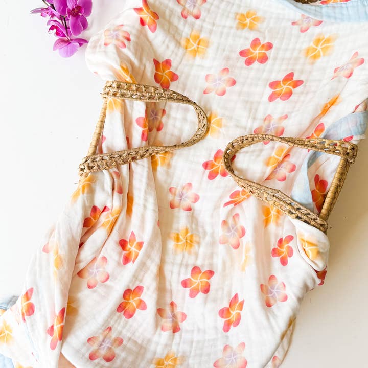 Coca + B.™ - Wholesale Milestone Blanket - Kids & Baby - Organic Plumeria Baby Blanket | Tropical Nursery Decor1
