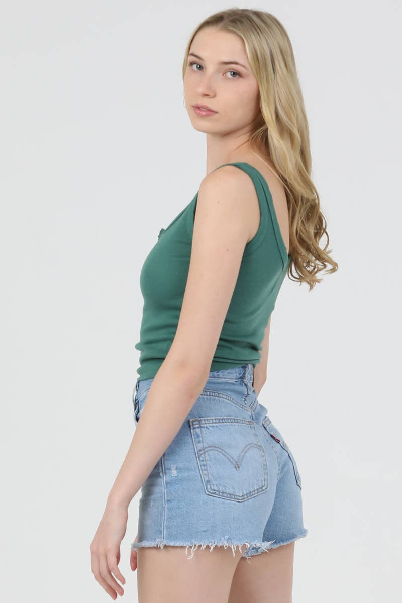 ANGIE - Wholesale Tank Top - Women's - X2DF9-ASIS NOTCH NECK RIB KNIT TANK TOP23