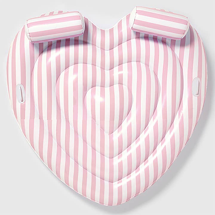 Sunnylife - Wholesale Inflatables - Twin Heart Lie-On Stole My Heart Pink Stripe2