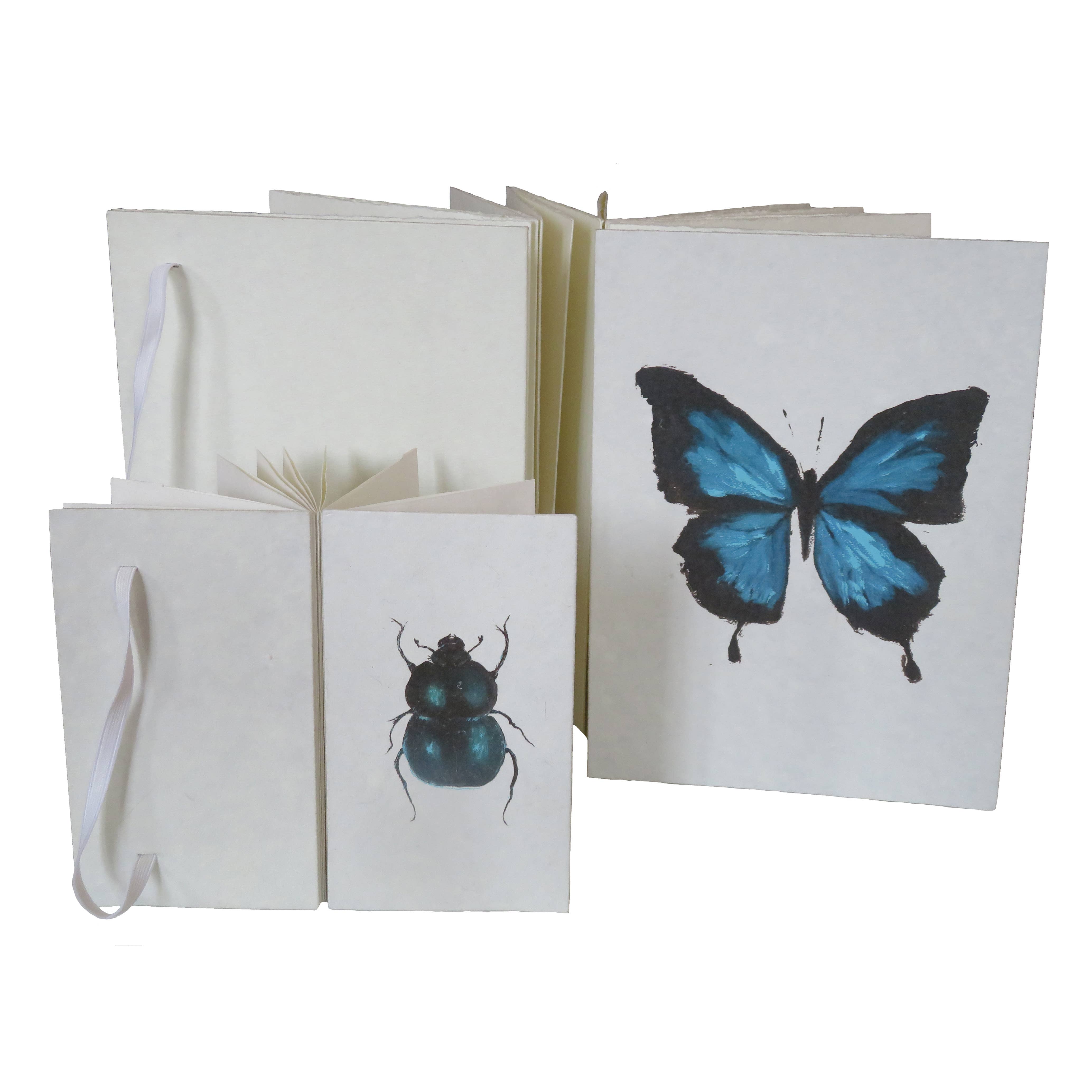 Epigram – Caderno de desenho/bloco de desenho por atacado – Caderno Leporello Papiro com Borboleta e Besouro - gabinete de curiosidades1