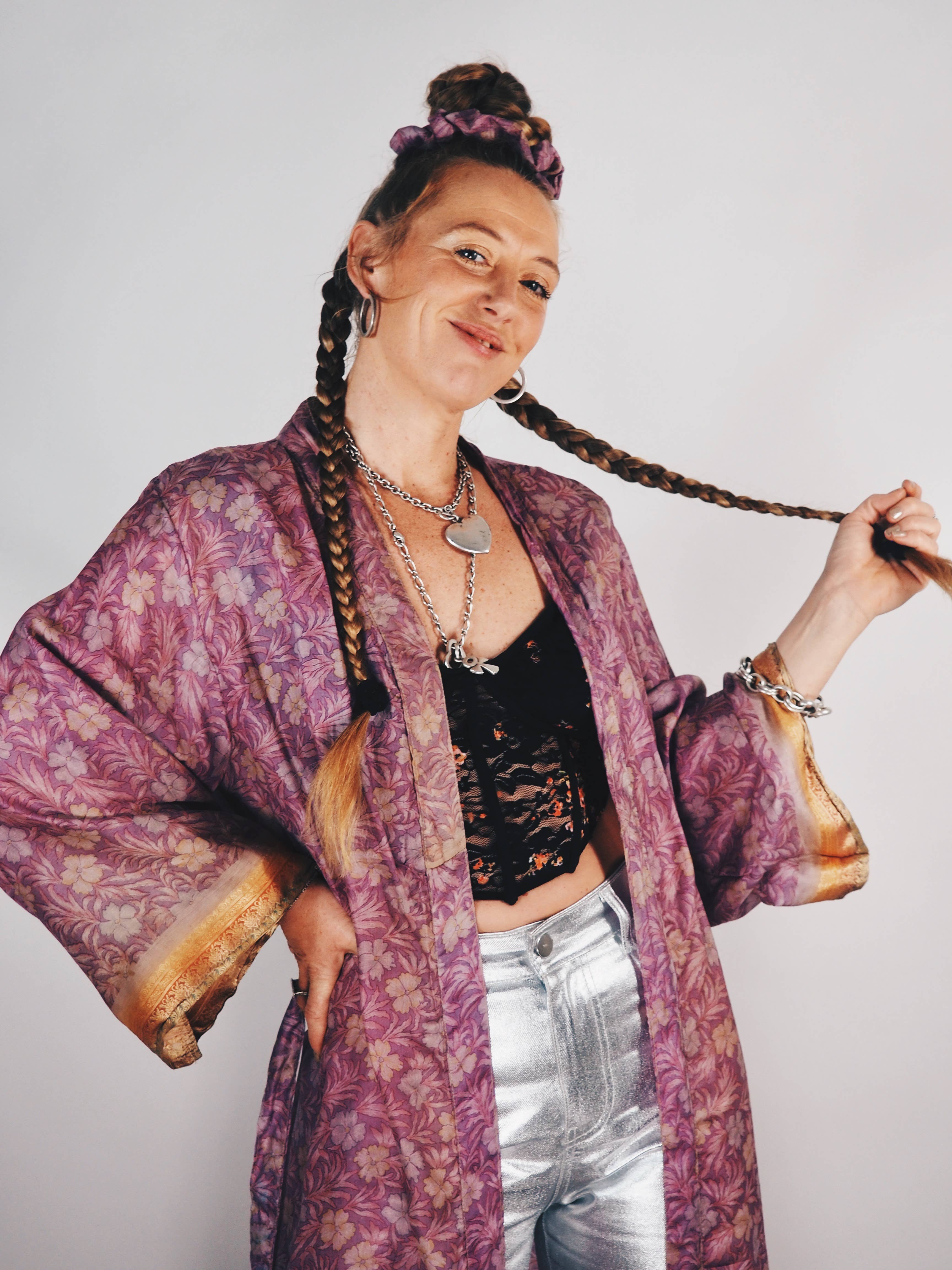Vagabond Ibiza - Wholesale Kimono - Women's - The Kardash Kimono Long – Up-cycled Vintage Sari Kimono 10
