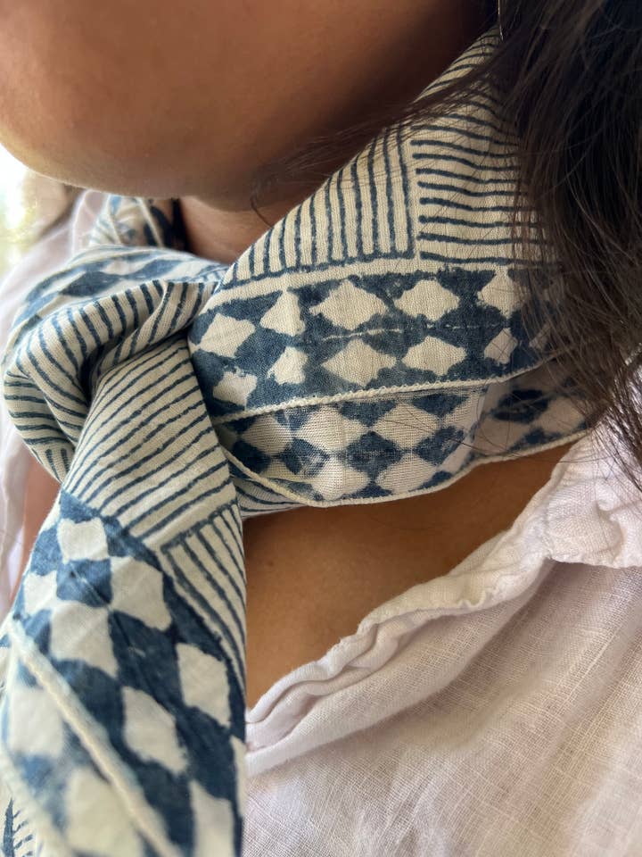 Bandana - Inky Doodle in Indigo Breeze for wholesale by Peaceware