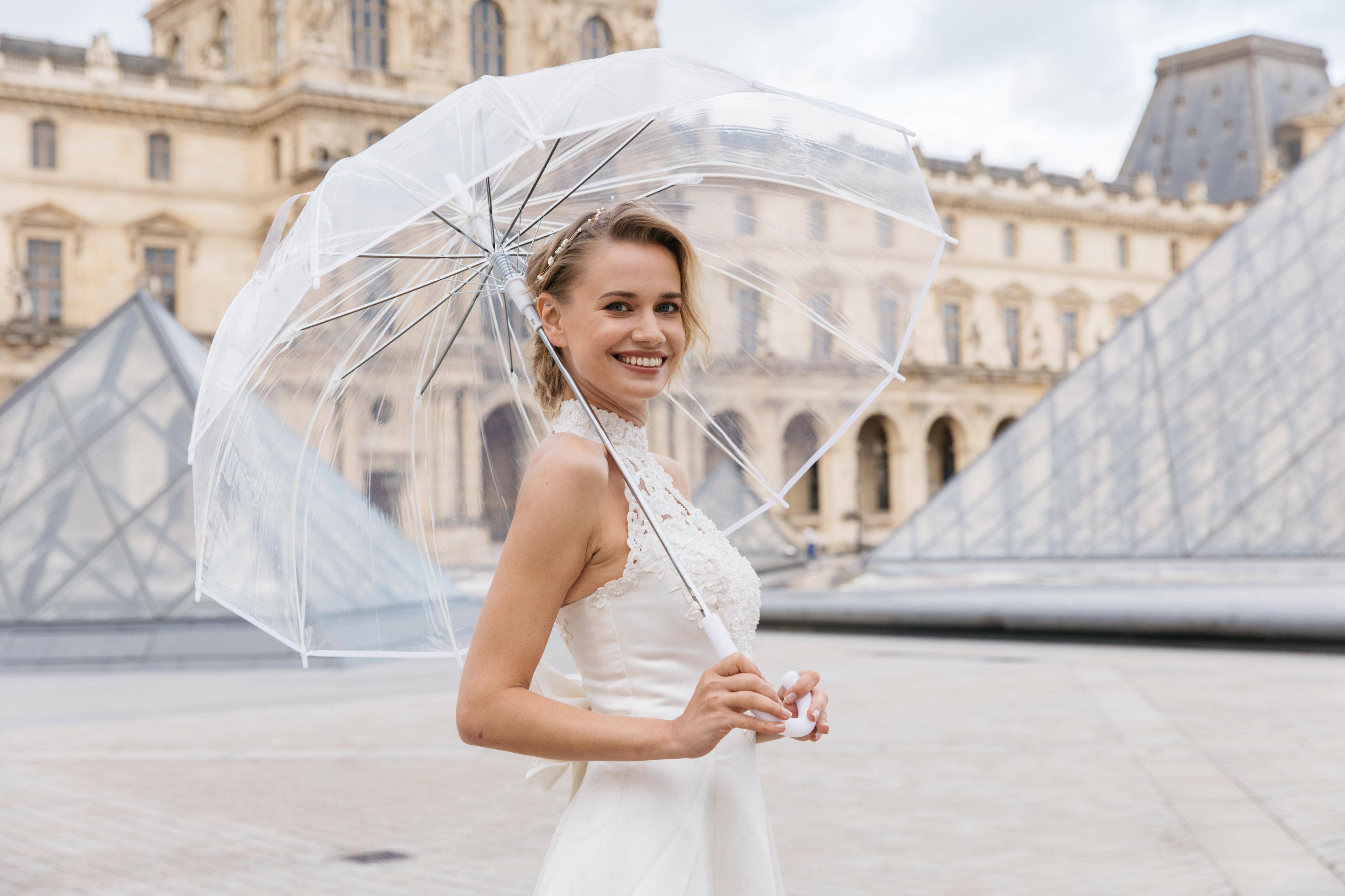 SMATI - Wholesale Umbrella – Women's - Large Transparent Wedding Umbrella - White Border6