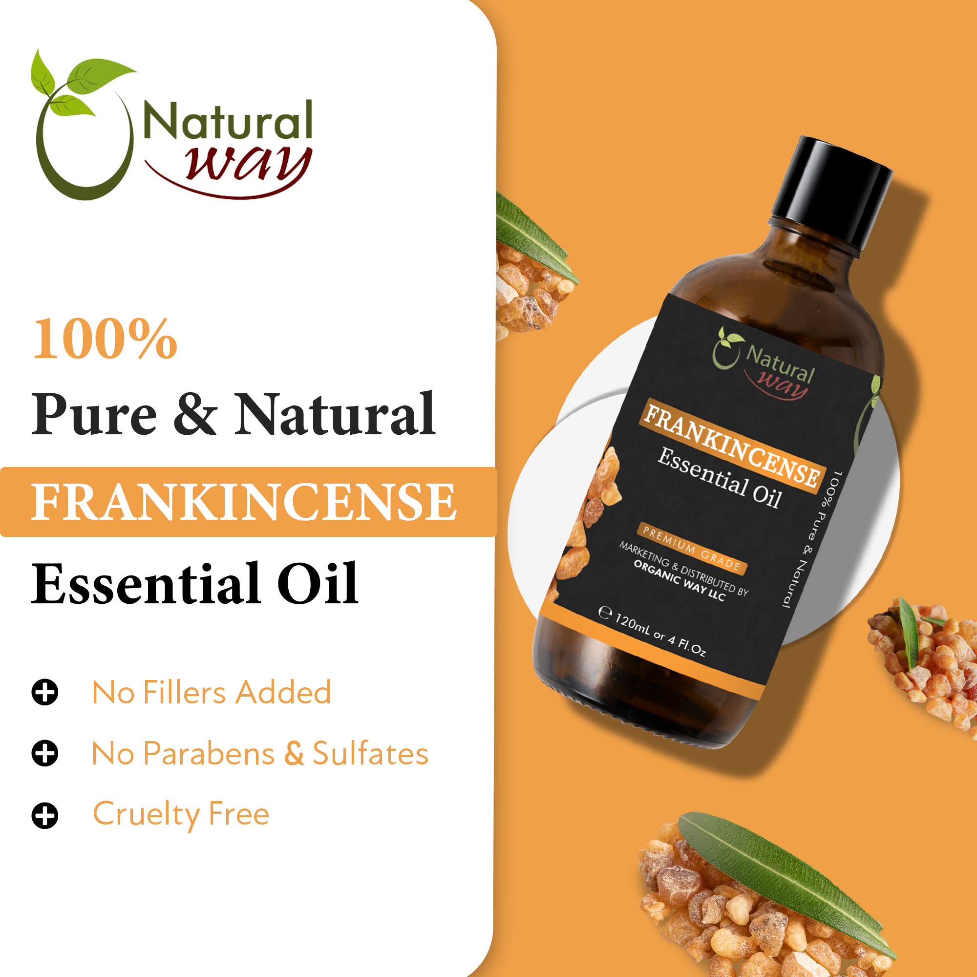 Organic Way LLC - Wholesale Essential Oil - Natural Way Frankincense Essential Oil | Premium Grade Essential Oils for Hair Care, Oil for Skin, Aromatherapy, & Diffuser | Essential Oil for Hair, Massage Oil & Humidifier Use | 4 Fl Oz (120 mL)l)2